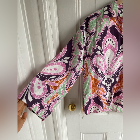 Zara PRINTED LINEN BLOUSE Women's Size S - Picture 3 of 12